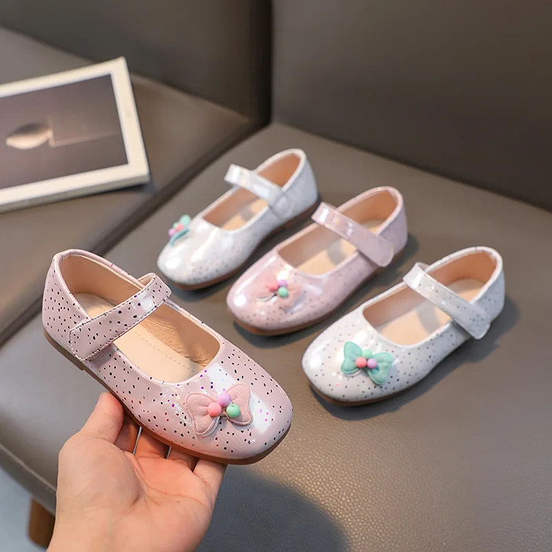 

zapatos niña Candy Color Girl Shoes Leather Shoes Autumn Children's Shoe for Girl Cute Bowtie Princess Shoes Soft Sole Kid Shoes