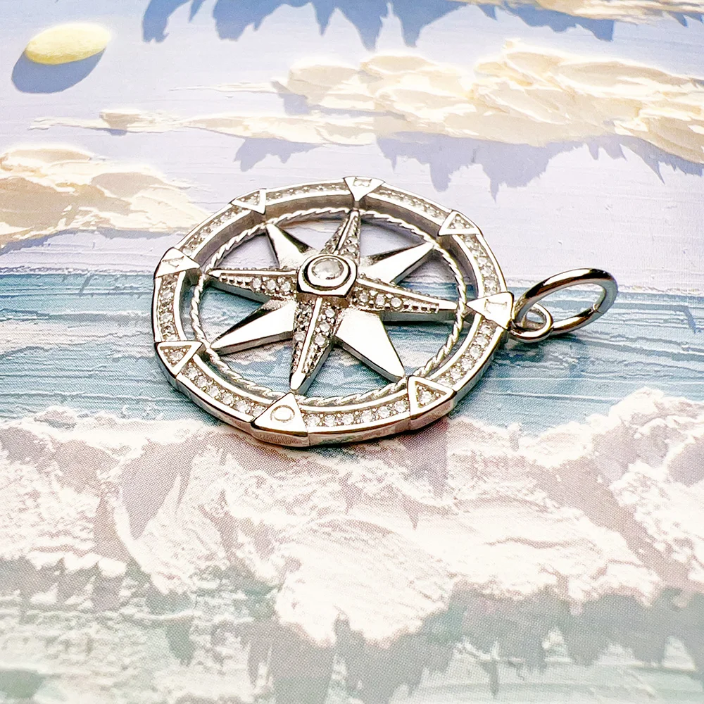 Pendants Compass Jewelry 925 Sterling Silver Lucky Gift For Women Men, silver pendant