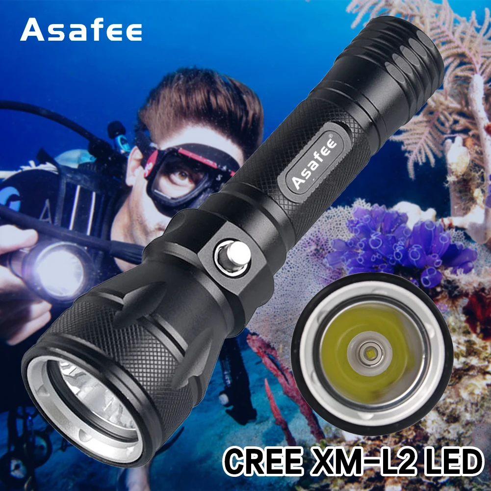 

Asafee FL012D L2 LED 100M Waterproof 1200LM Diving Flashlight IPX8 Depth Range 50M 2600mAh Long Endurance Underwater Torch Lamp