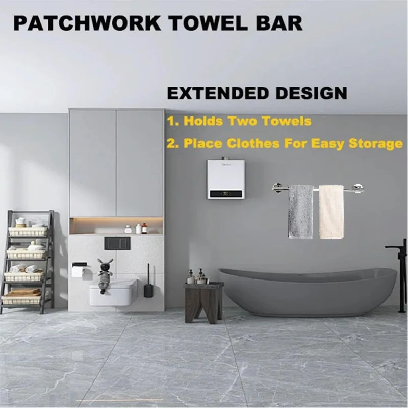 Bathroom Towel Rack 24 Inch Towel Bar Stainless Steel Towel Holder Silver Black