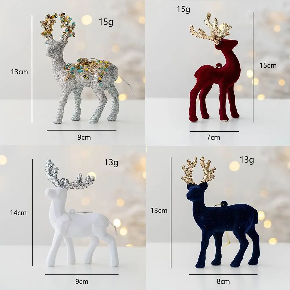 Lovely Glittering Simulation Reindeer Elk Flocking Fabric PVC Glitter Deer Decor DIY Xmas Elk Decorations Merry
