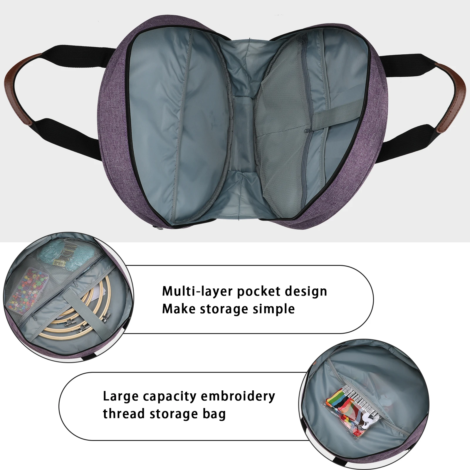 Embroidery Thread Bag Maple Leaf Round Organizer Bag Knit Tote Sewing Accessories Knit Embroidery Supplies embroidery floss organizer,sewing accessories