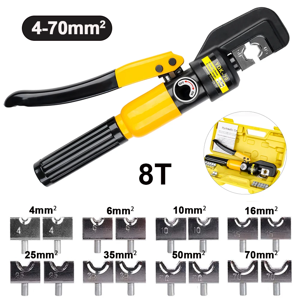 Hydraulic Crimping Tool 4-70m㎡ 10T DIY Cable Terminal Wiring