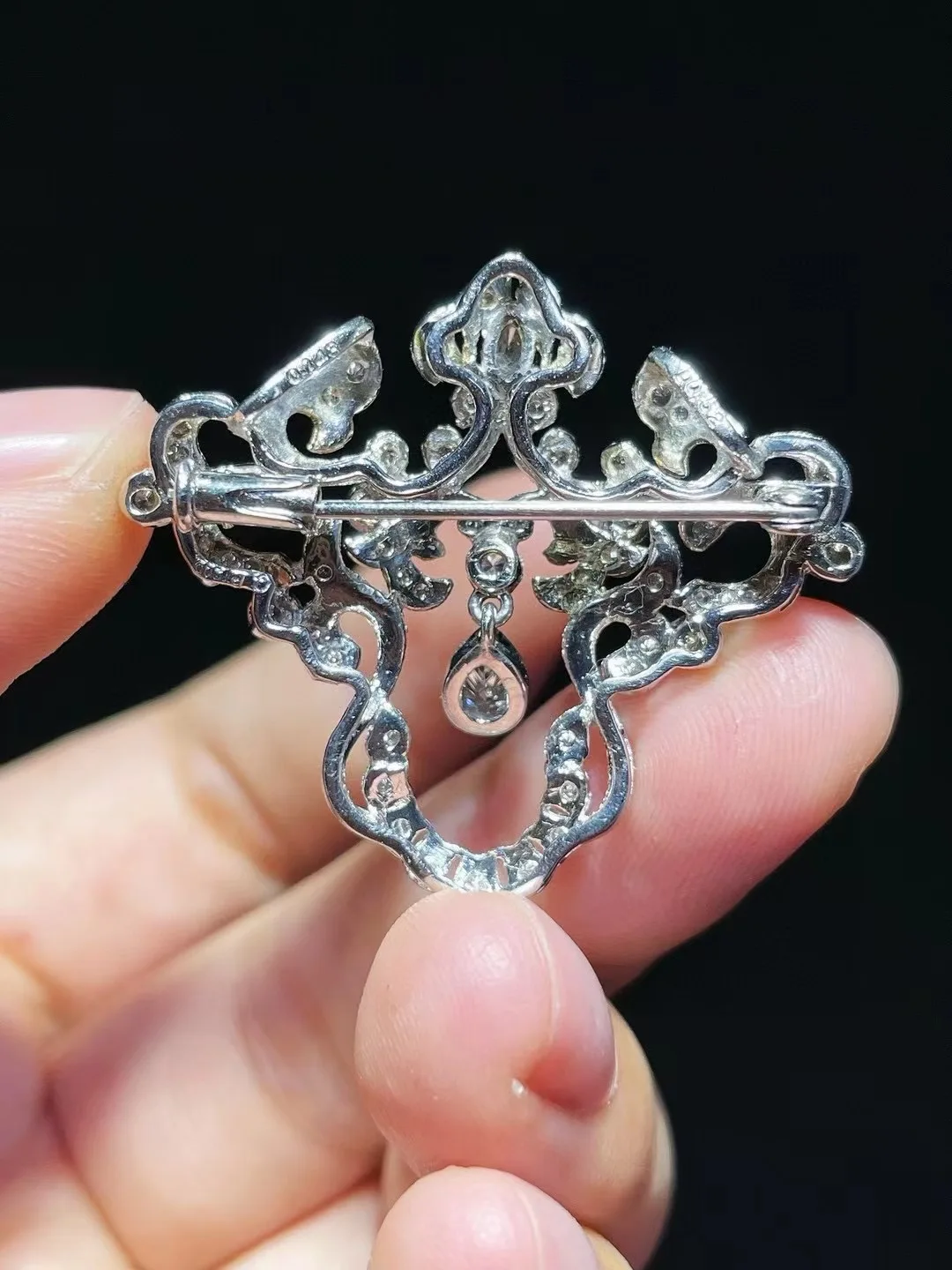 Scd2054c9d8e8416ab14285b0b9cb07b8I vintage luxury jewelry natural real diamond brooch & pendant double use pt900 platinum genuine fine women jewelry free shipping