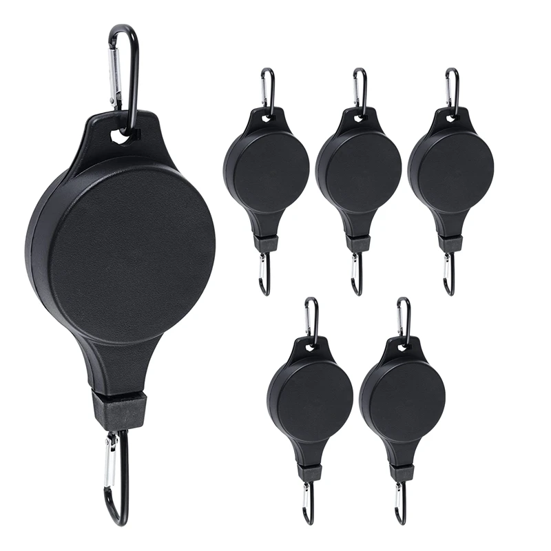 

6 Pack Plant Pulley Retractable Hanger Easy Reach Plant Pulley Adjustable Height Wheel For Hanging Plants Indoor