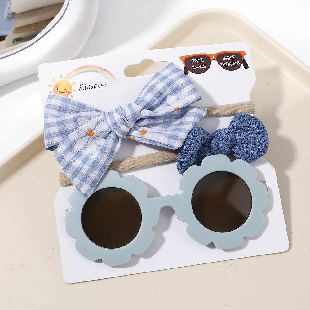 3Pcs/set Cute Kids Print Bows Headband Round Sunglasses set Children Sun  Glasses Protection Glasses Baby Summer Hair Accessories - AliExpress