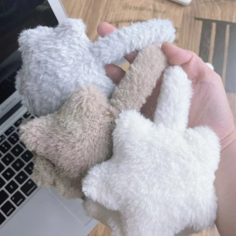 Cute Stars Pattern Warm Earmuffs For Women Girls Winter Outdoor Ear Warmers Soft Furry Ear Covers Foldable