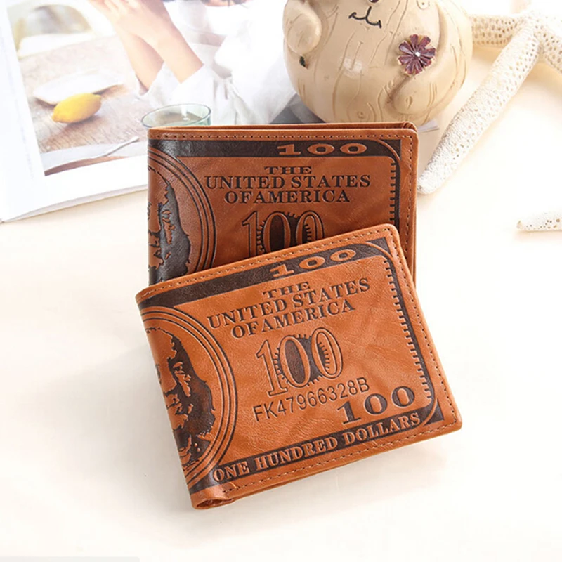 

Men's wallet US dollar printing PU leather credit card photo holder purse