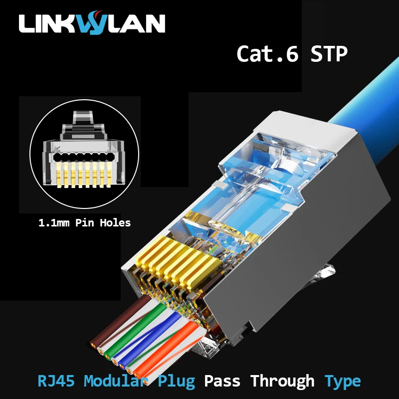 Vention Cat7 connecteur RJ45 Cat7/6/5e STP 8P8C câble Ethernet modulaire  fiche de tête plaquée or pour réseau RJ 45 connecteurs à sertir