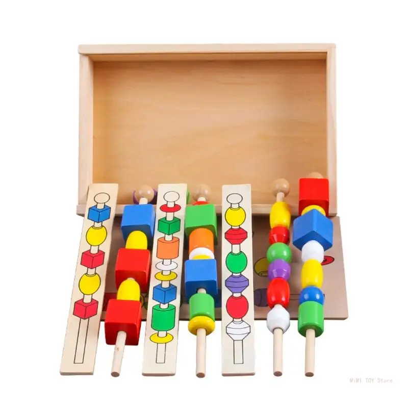 

Early Learning Educational Bead Sequencing Block Toy Shapes Matching Game