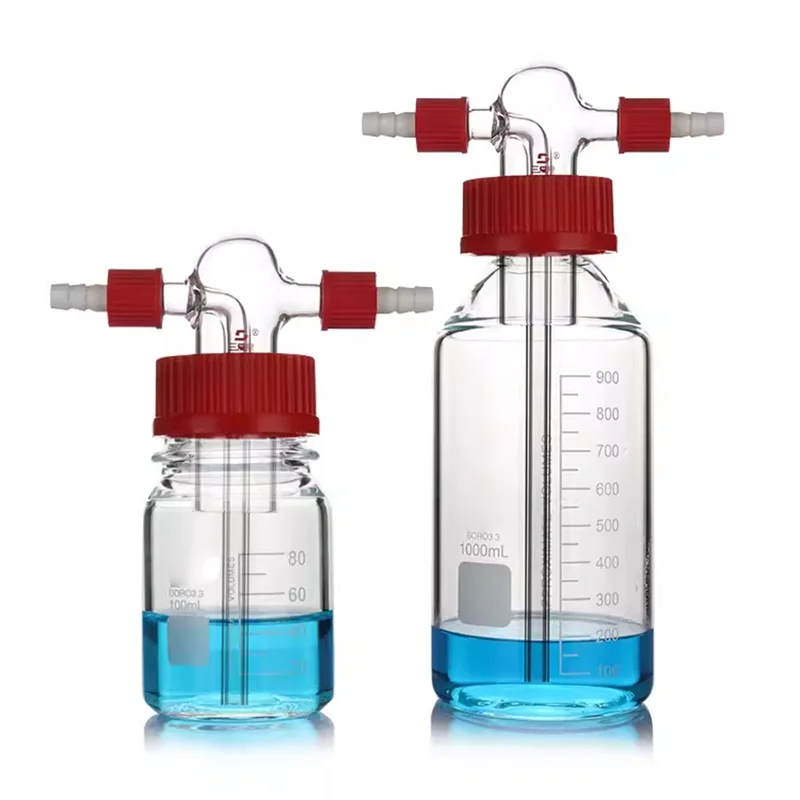 Gas Washer Bottle Screw-top Gas Washer Bottle Straight Tube GL45 For Laboratory Use