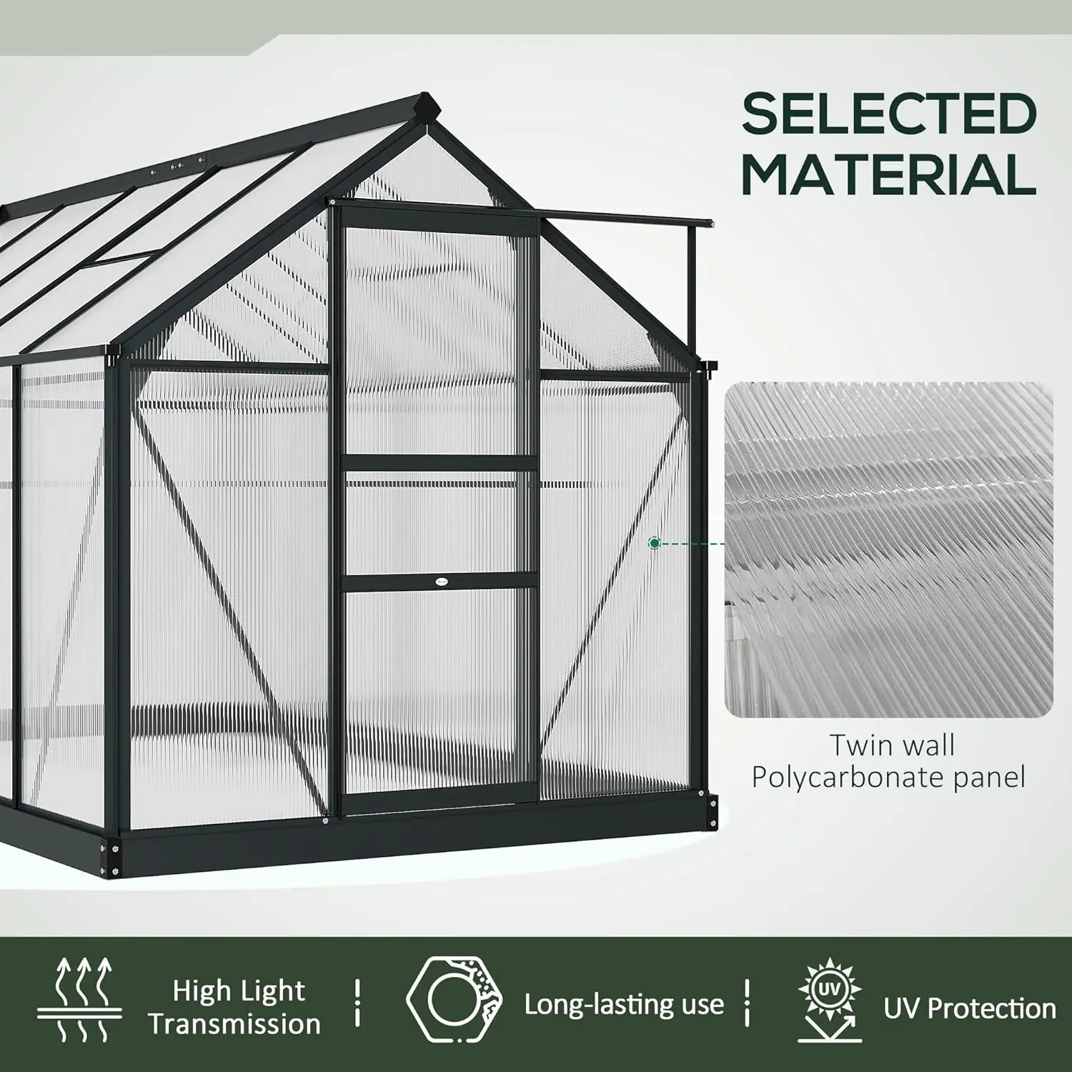 6x10 Heavy Duty Polycarbonate Greenhouse Kit 4