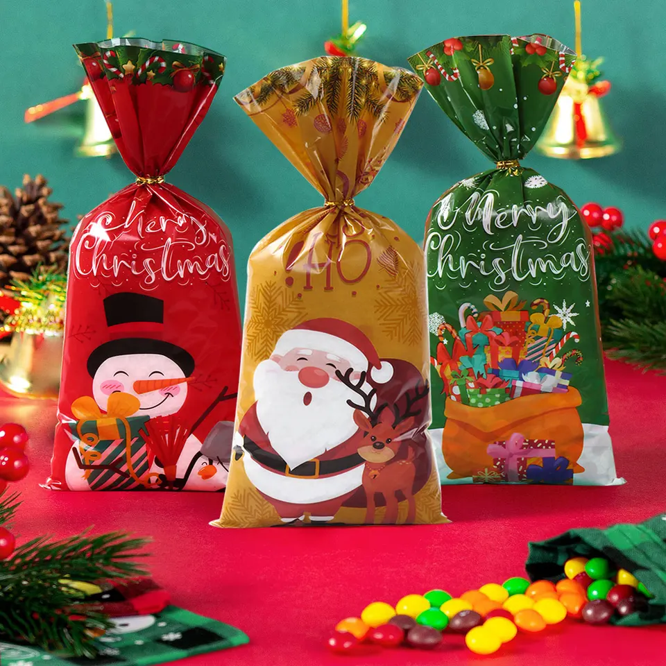 thumbnail image 2 of 90-Piece Christmas Stocking Goodie Bags With Rope - Zipper Seal Treat Bags For Tree 2 of 11
