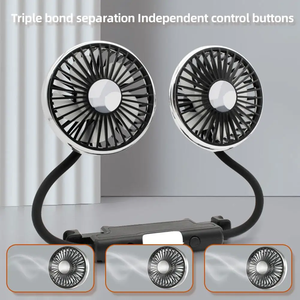 

Car Double Head Fan Car Fan Interior Summer Cooling Universal Fan Fan Auto Angle Fan Headrest Head Seat Back Accessories Do P6T3