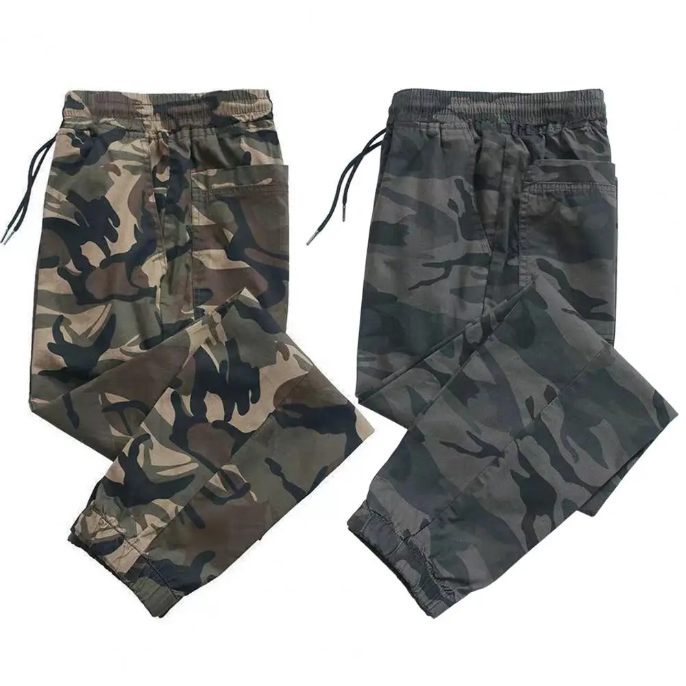 

Men Sweatpants Camouflage Print Ankle Tied Elastic Waist Drawstring Streetwear Spring Autumn Pants for Outdoor