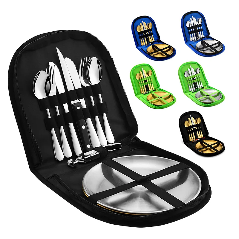 

Outdoor Cutlery Foldable Fork Spoon Knife Bottle Opener Stainless Steel Pocket Set Hiking Picnic Camping Kitchen Tools