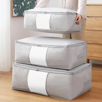 Borsa portaoggetti pieghevole per vestiti Organizzatore di vestiti in tessuto non tessuto Cuscino Trapunta Coperta antipolvere Armadio Armadio Organizzatore Scatola di smistamento 1