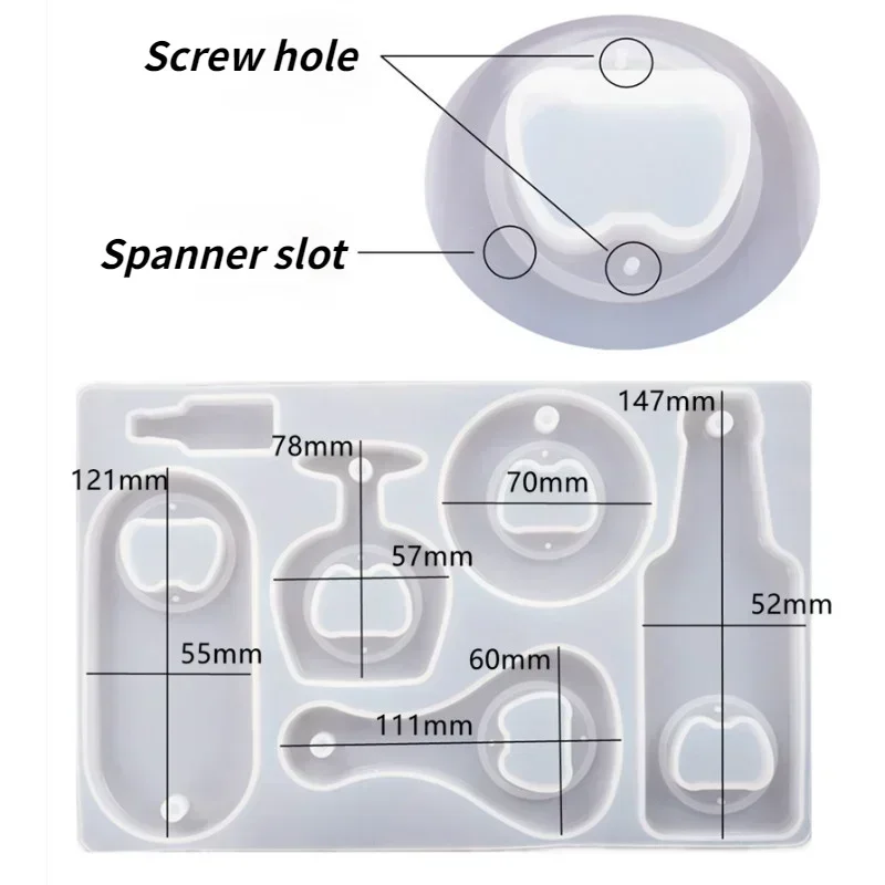 DIY Crystal Resin Epoxy Beer Wrench Bottle Opener Dried Flower Epoxy Mirror Silicone Mold Resin Silicone Mold