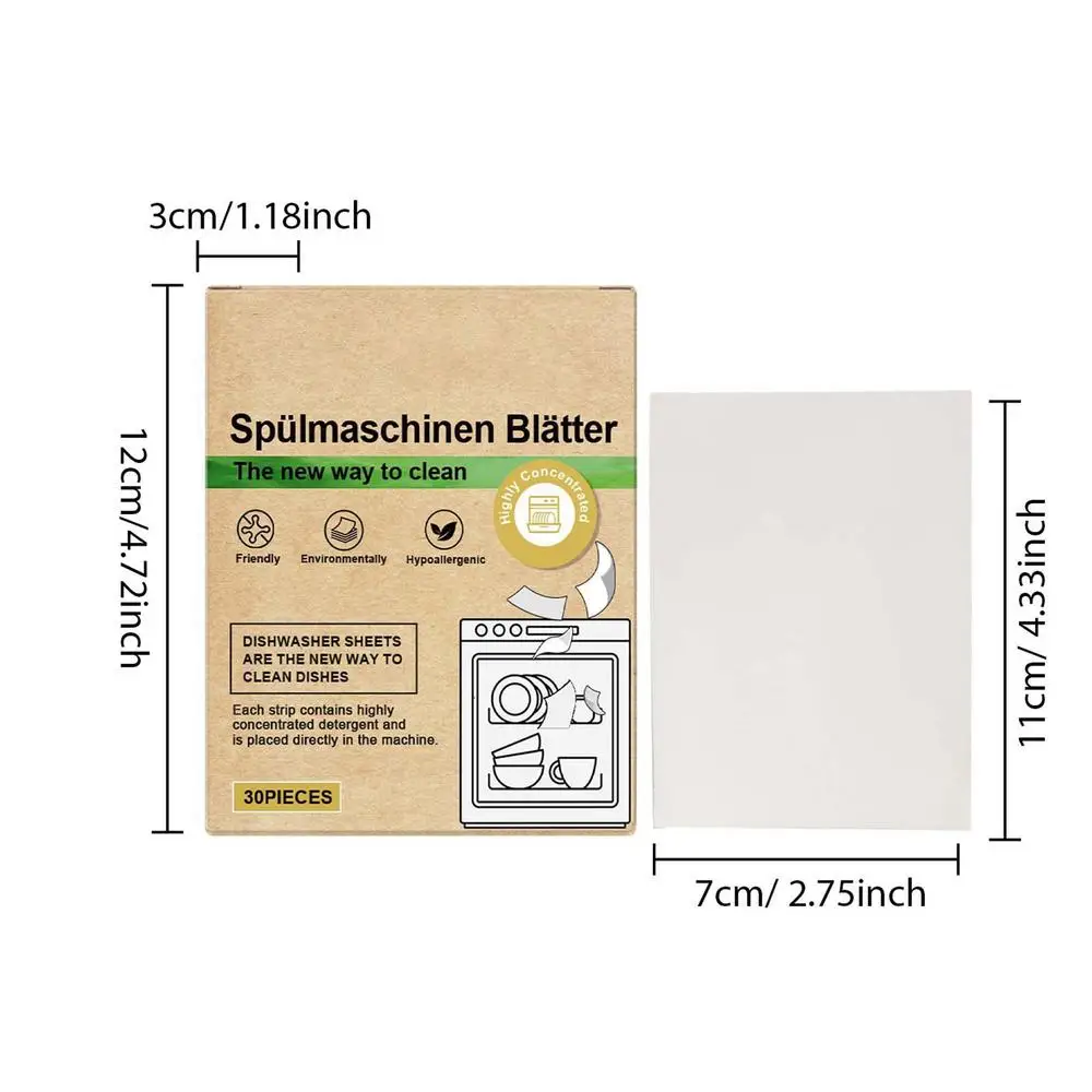 טבליות לניקוי כלים, 30 יחידות ניקוי כבד למכונה, גיליונות להסרת ריחות לשימוש במטבח ובבית