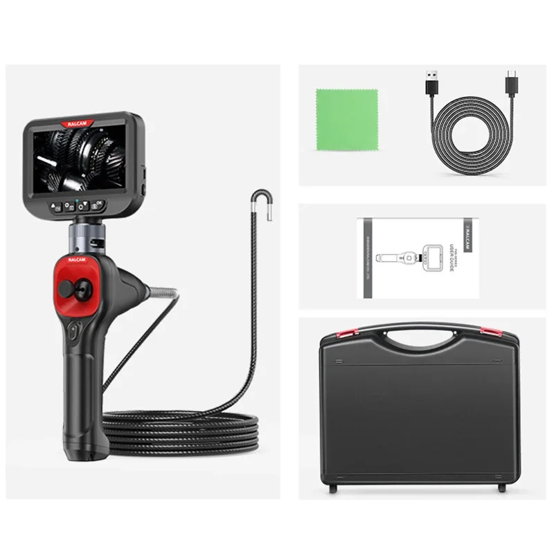 360° Articulating Borescope 6.2mm 4 Ways 3m wires IPS Automotive Inspection Camera 6 Adjustable LED Lights 5
