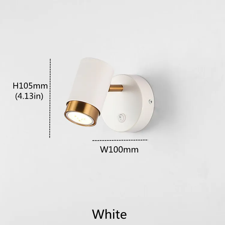 5W Wall Lamp Black/White Modern Aisle Wall Light Adjustable For Bedside Bedroom Lights Corridor sconce AC110-240VGU10 LED Switch