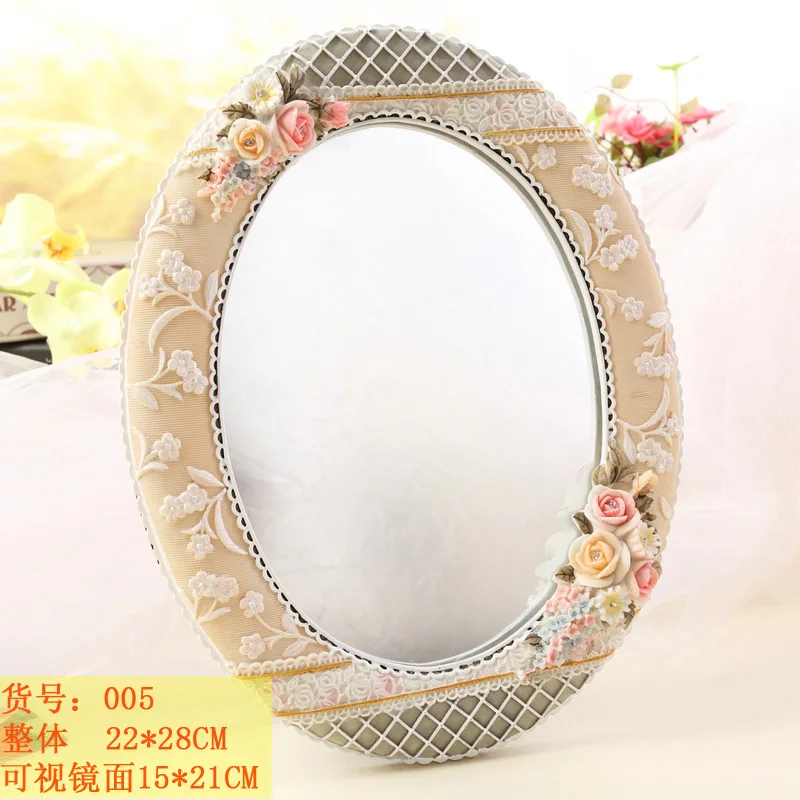 バラ彫刻の円形ミラー Rose on 21cm round mirror