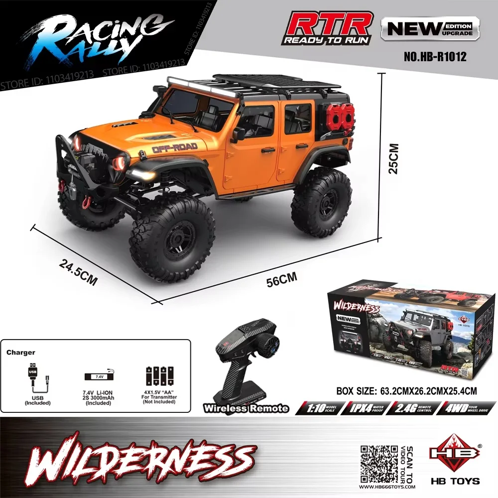 2025 New Upgrade HB-R1011 Jeep Rubicon Recon Rc Car 1:10 Full Scale Model Climbing Car High Speed Off-Road Vehicle 3