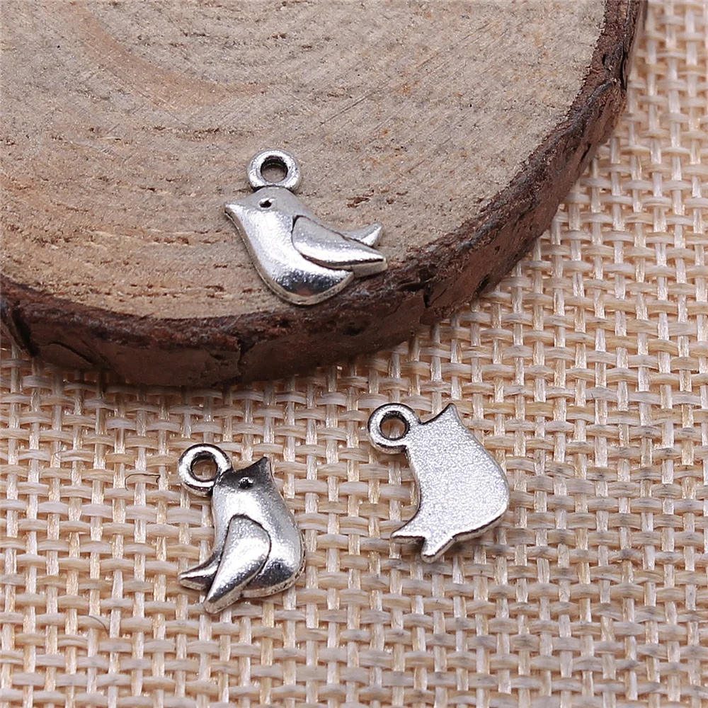 WYSIWYG 20pcs 11x8mm 작은 조류의 매력 보석을위한 귀여운 조류의 매력 골동품 실버 컬러 조류의 매력을 만들기