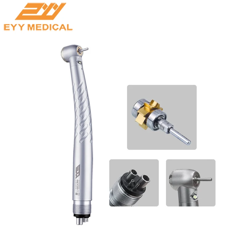 EYY Dental LED High Speed Handpiece E-generator Integrated Standard Head Push Button 3 Water Spray 2/4 Hole Dentist Tips