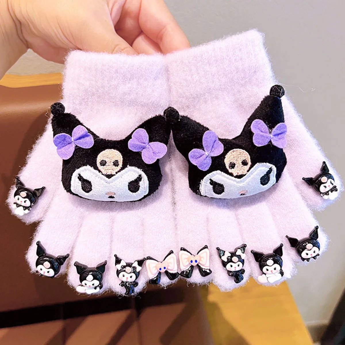 Coperta Felpa Con Cappuccio E Guanti – Flanella Morbida, Stampa Cartone Animato, Viola Kuromi, Taglia S Per Donne