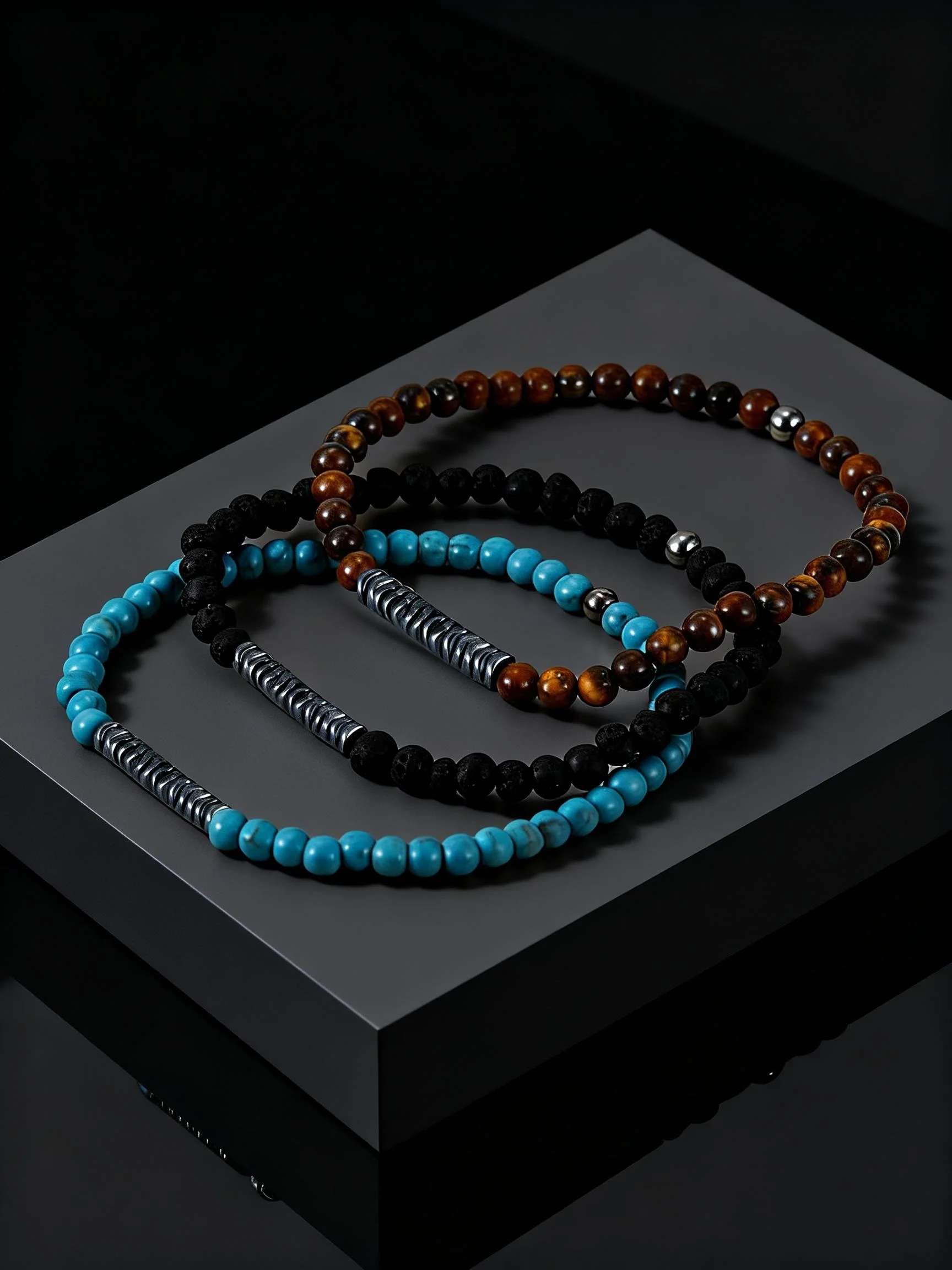 Einfache Naturstein-Perlenarmbänder für Männer 4mm Natürlicher Türkis Tigerauge Stein Elastisches Armband Mode Meditationsschmuck