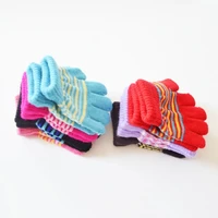 Baby Boys Girls Full Finger Gloves Winter Knitted Stripe Mitten Kids Outdoor Gloves for 1 2 3 4 5 Years Old Children Accessories 2
