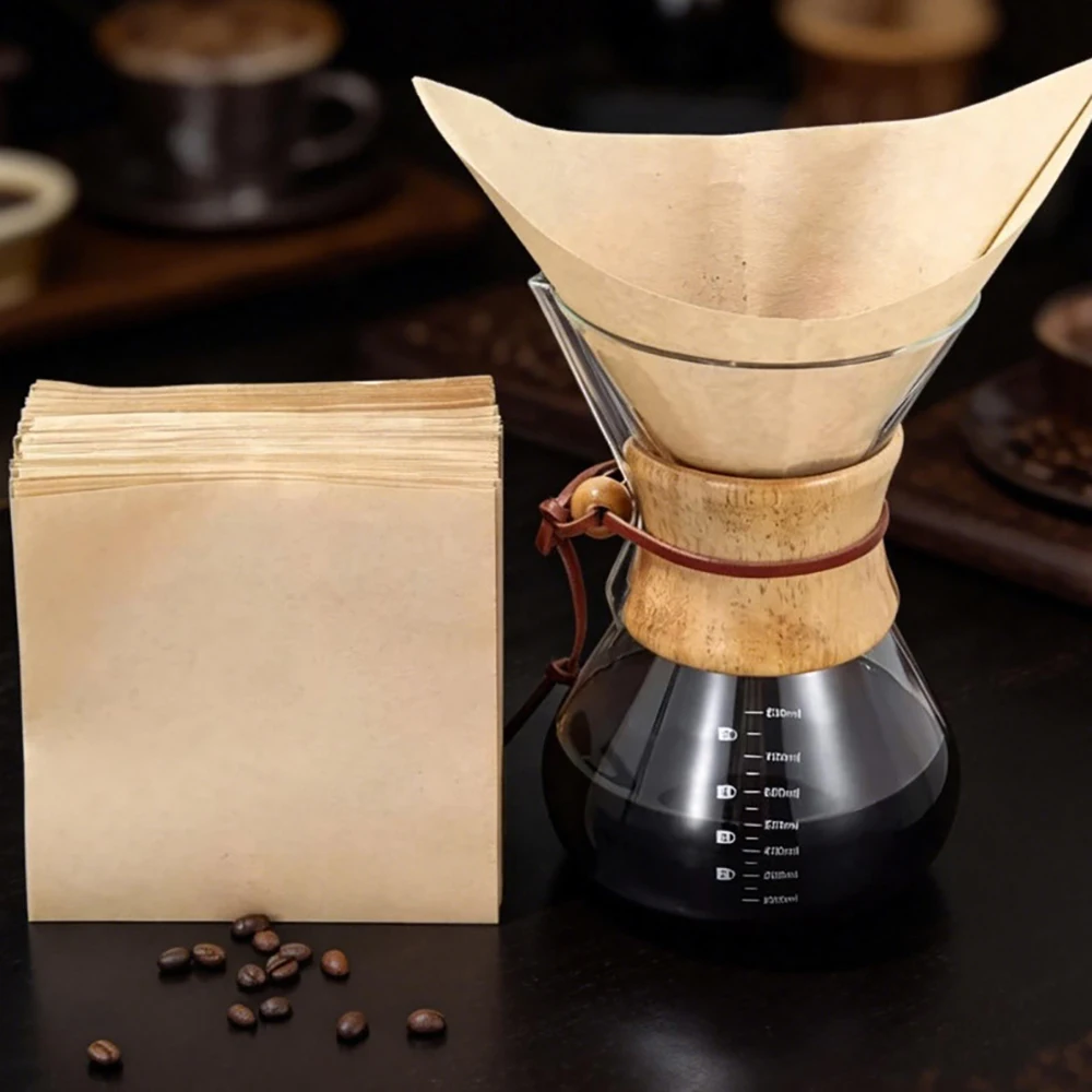 Pre-Folded Unbleached Paper Pour Over Coffee Filters | 5-12 Cup Capacity | Disposable and Convenient Use