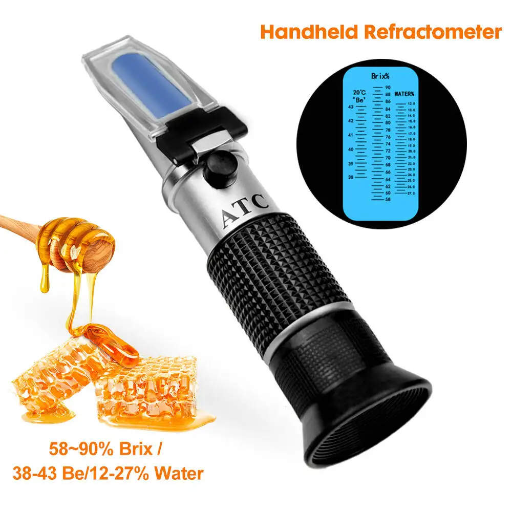 Honey Tester Refractometer 58~90% Brix 38~43 Baume Concentration Sugar Meter Densitometer Handheld Detector Tool for Beekeeper