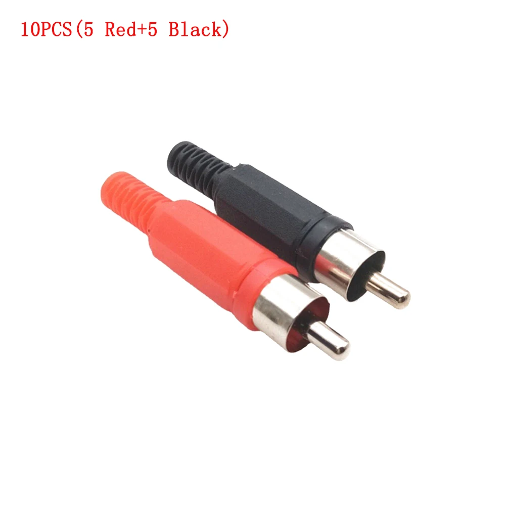 

10PCS RCA Nickel Plated AV Plug Connectors Plastic Housing Stereo Male/Female Audio Plug Channel Dual Connector for DIY