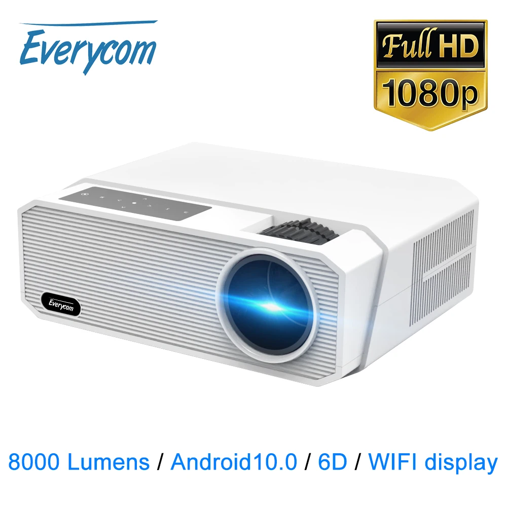 

Everycom HQ9 LED 1080P 4K Projector 2022 highest Brightness 8000 Lumens FHD Android 10.0 5G WIFI Home Theater Smart Phone Beamer