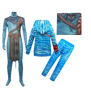 Adult Kids Jake Sully Cosplay Costume Jumpsuit Tail Outfits Avatar Fantasy Halloween Carnival Party Suit