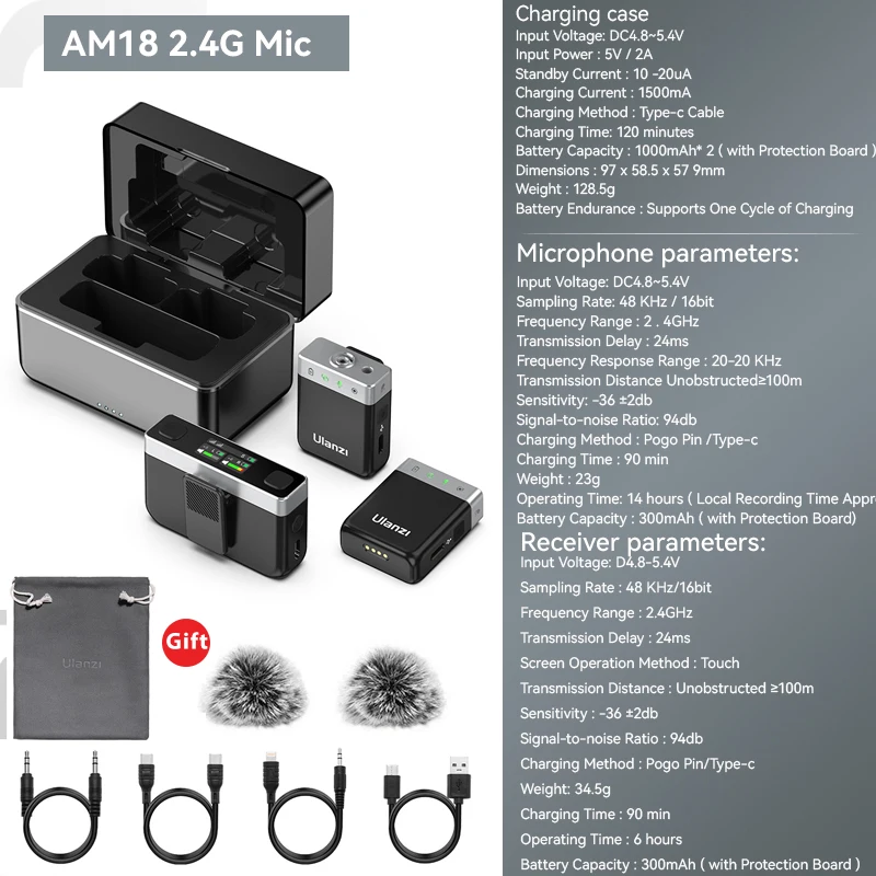 Ulanzi AM18 U-Mic Wireless Lavalier Microphone System Small
