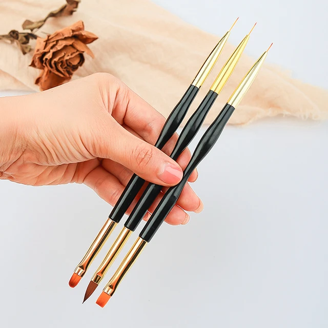 3Pcs Acrylic French Stripe Nail Art Liner Brush Set 3D Tips Manicuring  Ultra-thin Line Drawing Pen UV Gel Brushes Painting Tools - AliExpress