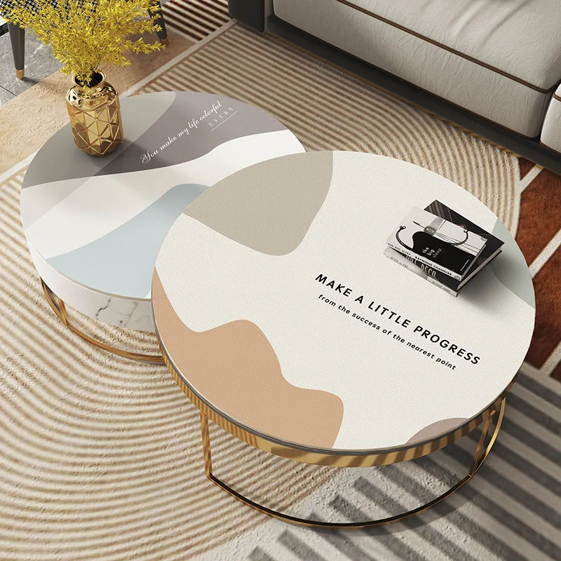 

B189Light luxury ins style tablecloth waterproof and oil-proof no-wash round tablecloth coffee table cloth printed leather
