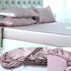 100% Pure Silk Satin Flat Sheet Fitted Sheet 16""To18"" Deep Poet Mattress Fit Silk Flat Sheet Pillowcases Set Cool Soft Silk 2