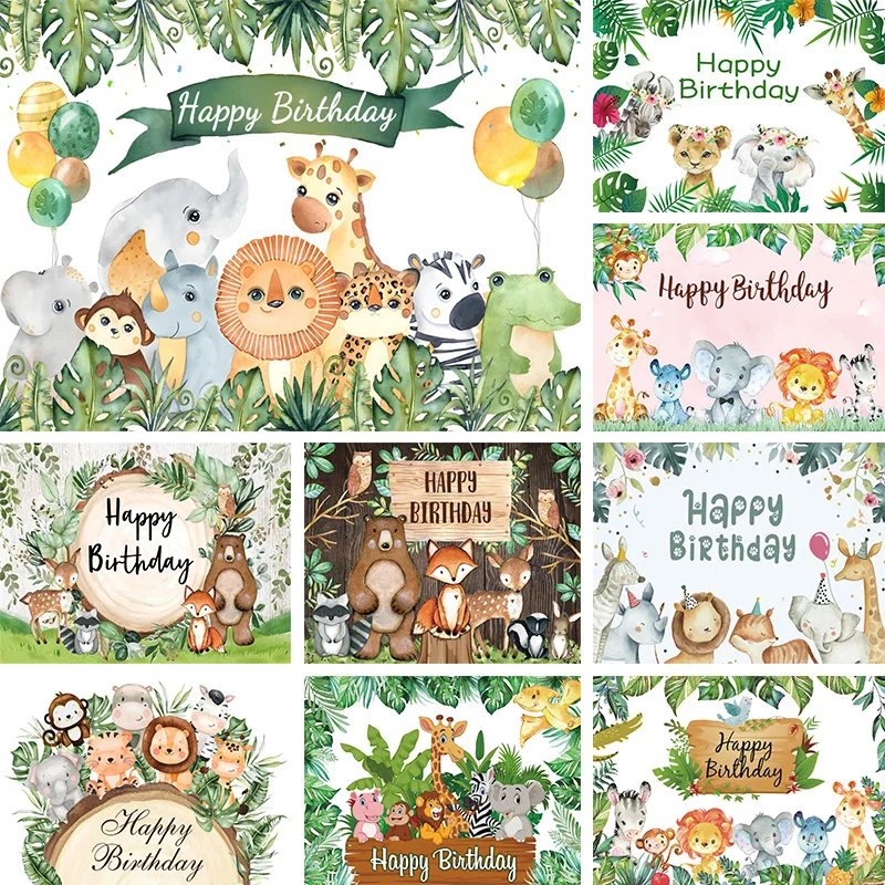 

Safari Baby Shower Backdrop Custom Jungle Animals Birthday Theme Party Decors Forest Animal Decorations Photo Background Banner