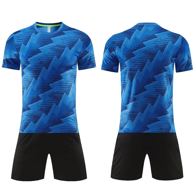 Children's Football Kit Men's Soccer Team Jersey Sets Vertical Stripe Sports Suit Quick Drying Fabric Uniform