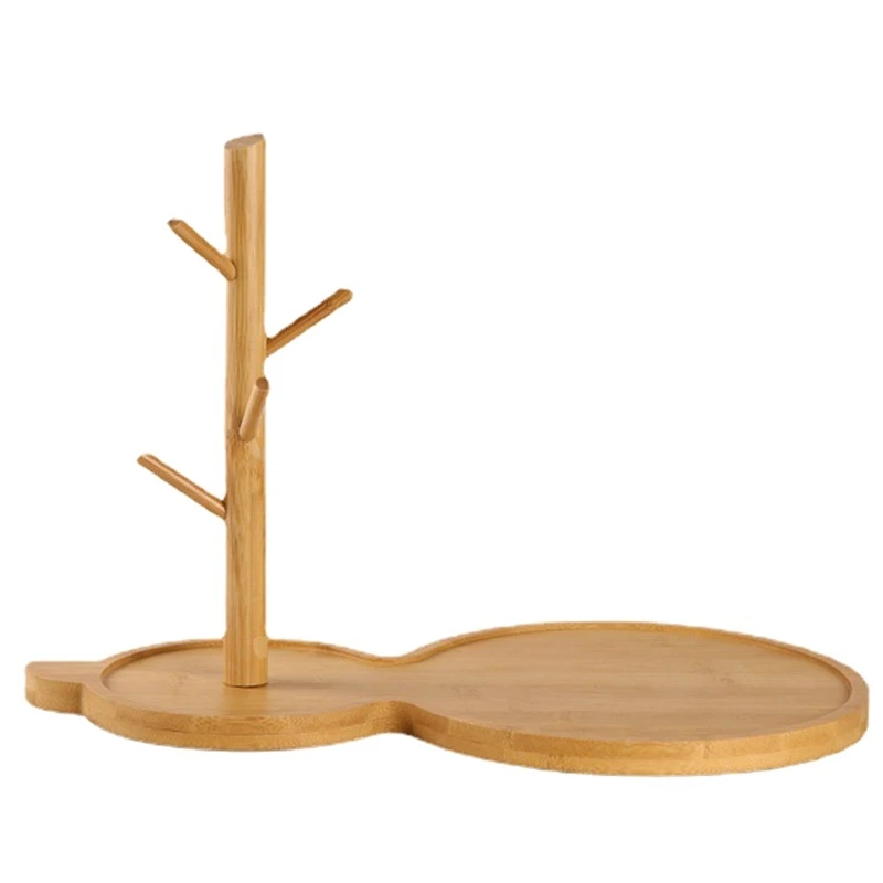 

1 Piece Wood Bottle Tray For Entryway Table Modern Bottle Gourdshape Jewelry Display Stand