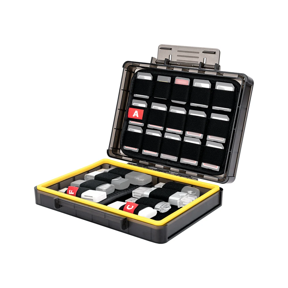 Stapelbarer rutsch fester, robuster Aufbewahrung koffer halter für 16 USB-Flash-Stick 30 Speicher karte SD SDHC SDXC/PSV/NS/CF Express Typ A. – Detail 9