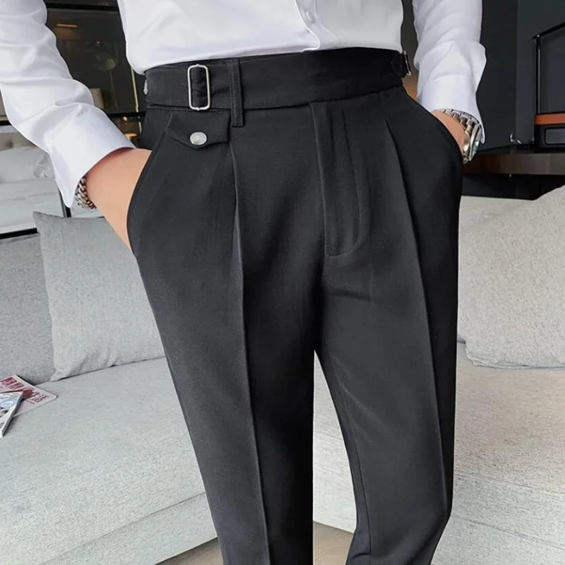 Men Suit Pants 2023 New British Style Business Casual Solid Slim Fit Straight Dress Pants for Men Formal Trousers Men Clothing