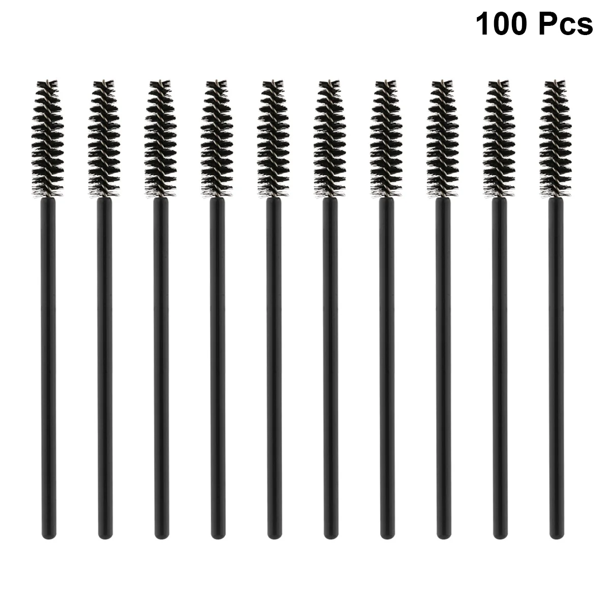 

100pcs Disposable Eyelash Plastic Handle Nylon Bristles Lash Curler Eyebrow Comb ( -216) (Black)