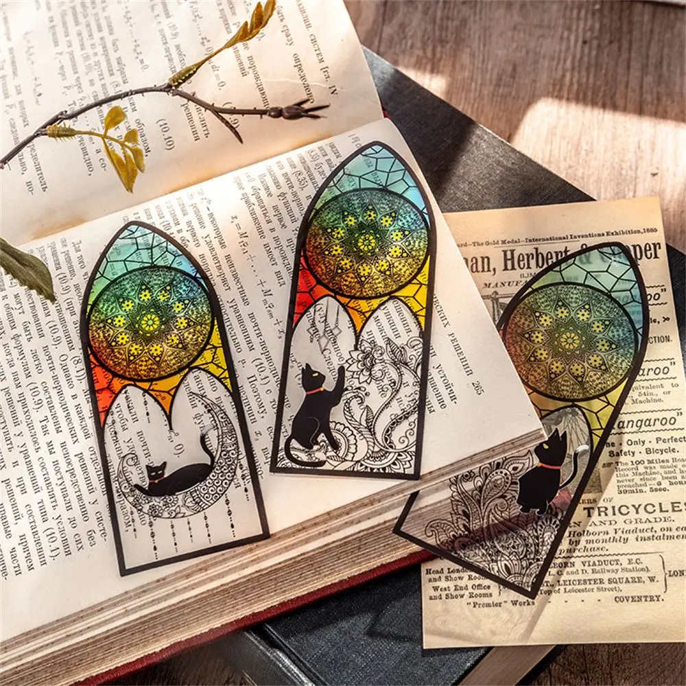 6pcs set Cute Black Cat Daily Series Bookmark PET Matte Reading Book Mark Supplies Retro Book