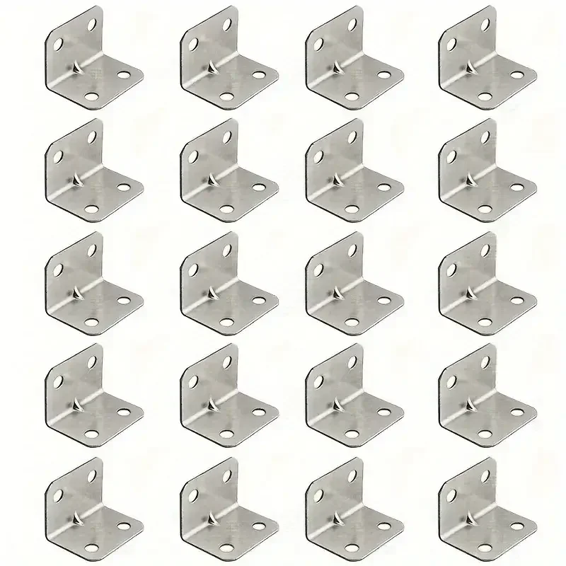 Stainless Steel Angle Bracket Angled Furniture Hardware Furniture Hardware Angle Connector Angle Bracket 50/10PCS Universal Stainless Steel Corner Bracket 90 Degree Right Angle Fixed Bracket Wood Furniture Bedframe Cabinet Accessorie