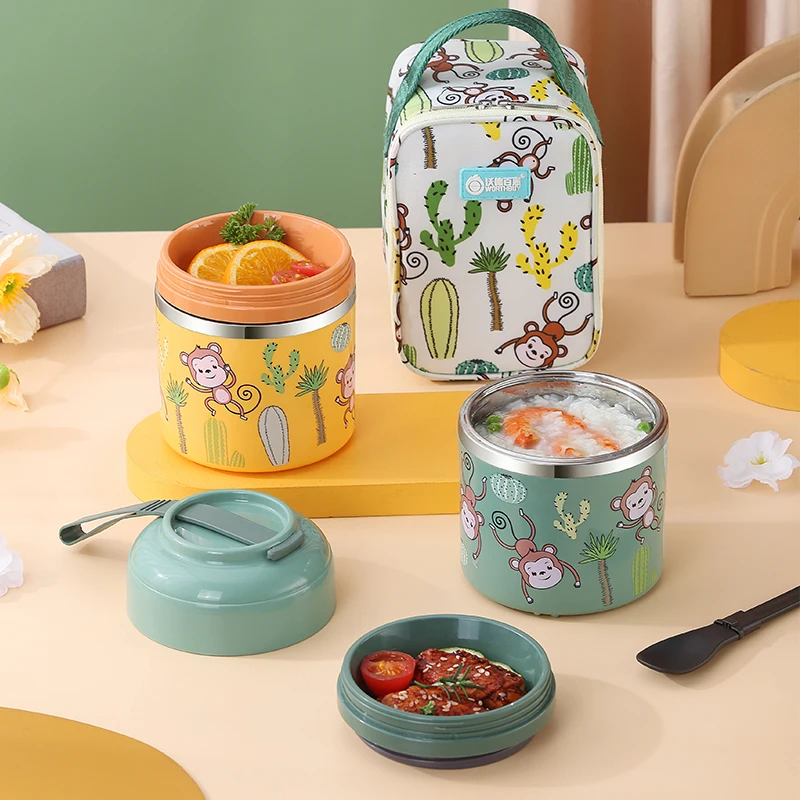 700ML 18/8 Stainless Steel Portable Soup Cup Lunch Box with Spoon